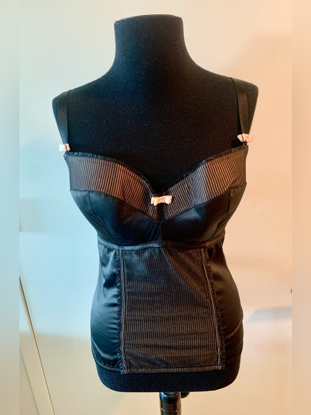 Women’s Black Satin & Mesh Shaping Camisole